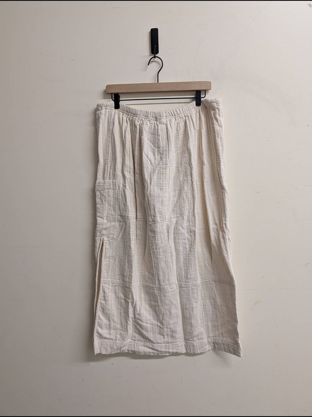 Free People Linen-Blend Drawstring Midi Skirt in Cream New With Tags Large - Picture 6 of 6